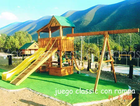 Infantil tipo Rainbow con pasamanos, columpios y resbaladero originales